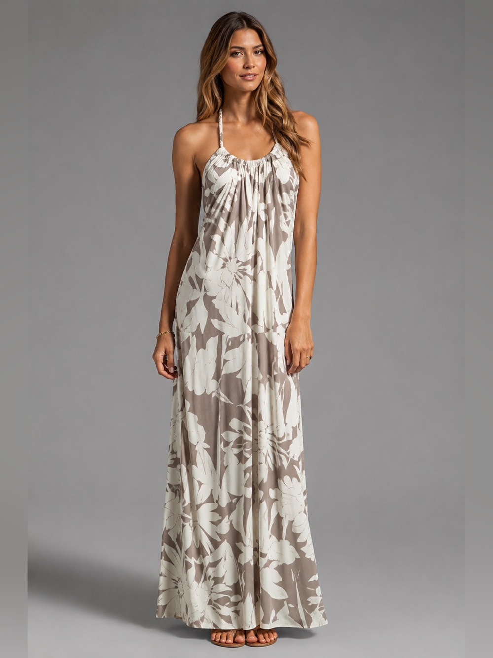 Neutral Boho Halter Maxi Dress